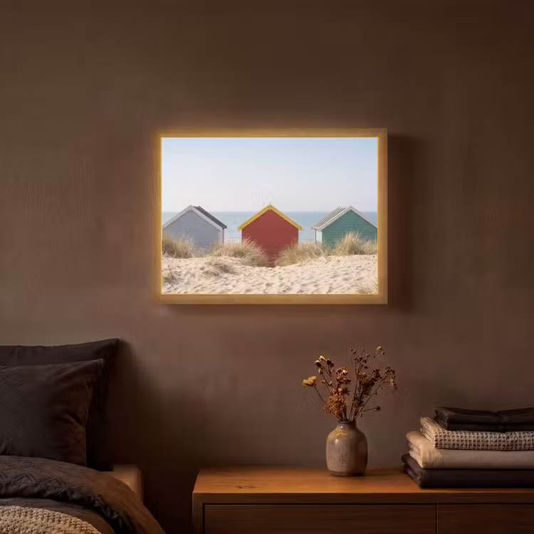 Lightbox - Wandlamp - Strand - Huisjes - Kleurrijk - Duinen — 3