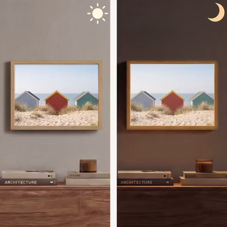 Lightbox - Wandlamp - Strand - Huisjes - Kleurrijk - Duinen — 6