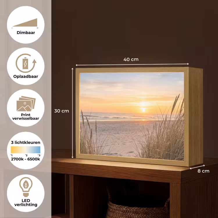 Lightbox - Wandlamp - Zonsondergang - Duinen - Zee — 10