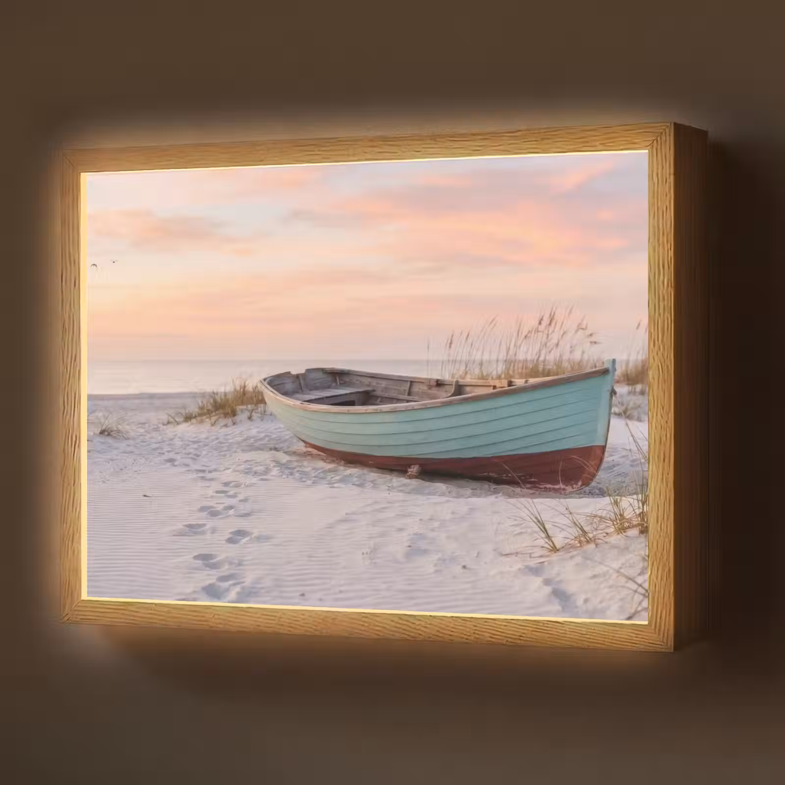 Lightbox - Wandlamp - Rustiek - Roeiboot - Zandstrand — 1