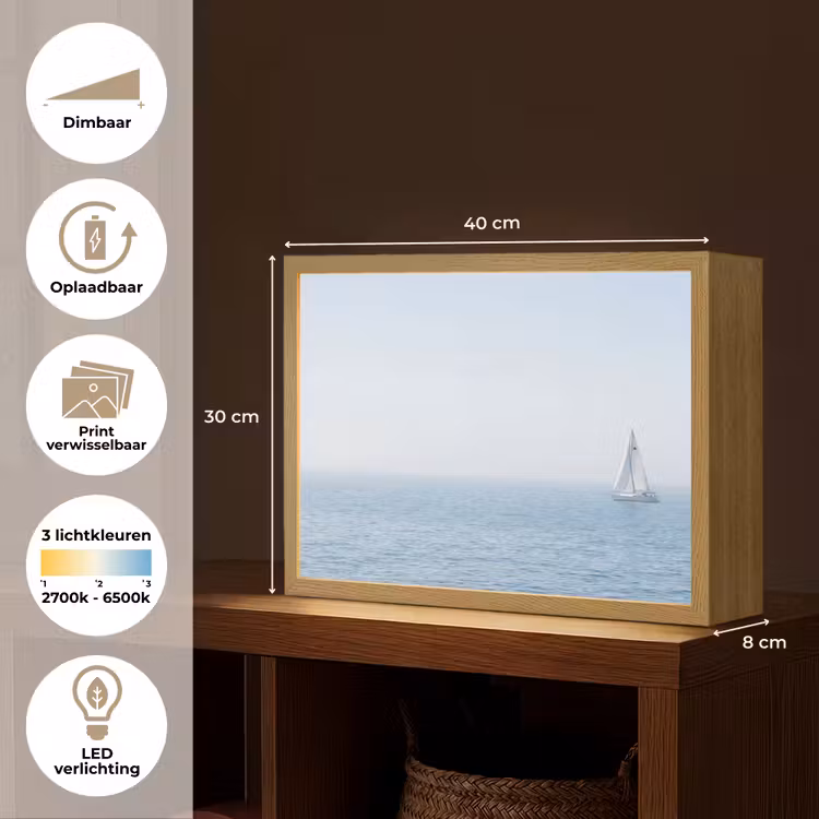Lightbox - Wandlamp - Horizon - Zeilboot - Zee — 10