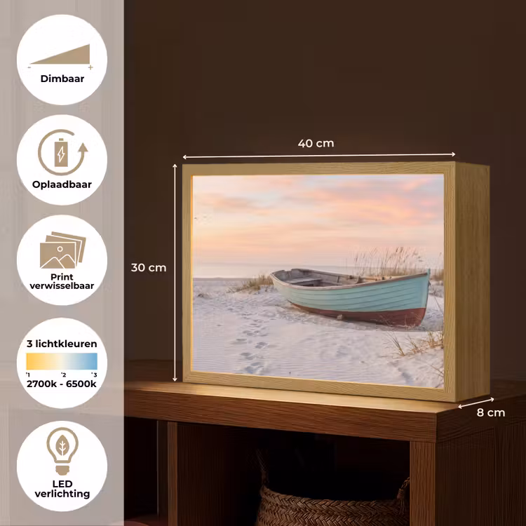 Lightbox - Wandlamp - Rustiek - Roeiboot - Zandstrand — 10