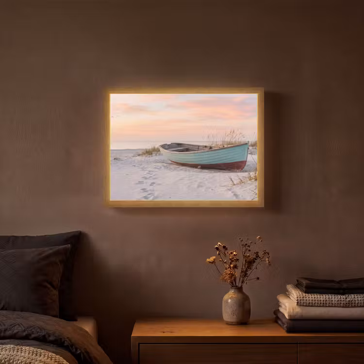 Lightbox - Wandlamp - Rustiek - Roeiboot - Zandstrand — 3