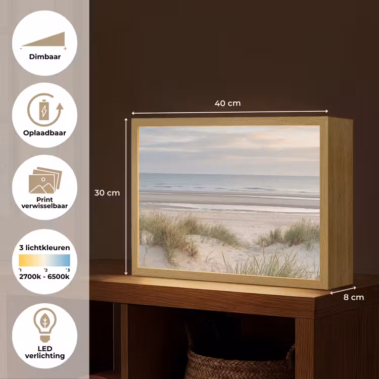 Lightbox - Wandlamp - Zandstrand - Bewolkt - Duinen — 10