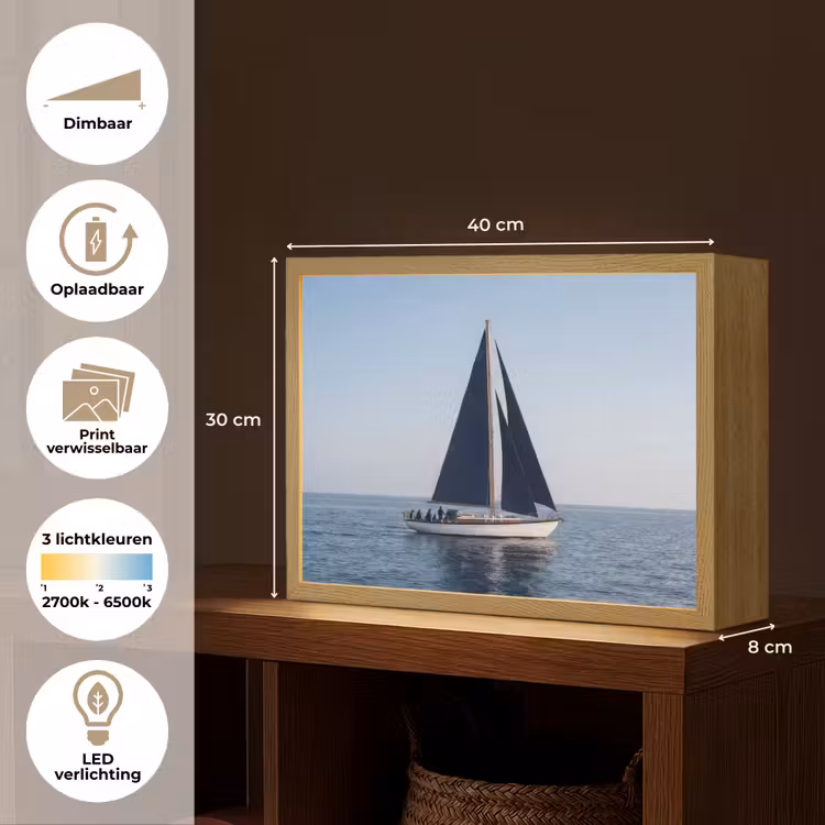 Lightbox - Wandlamp - Zeilboot - Zee - Blauw — 10