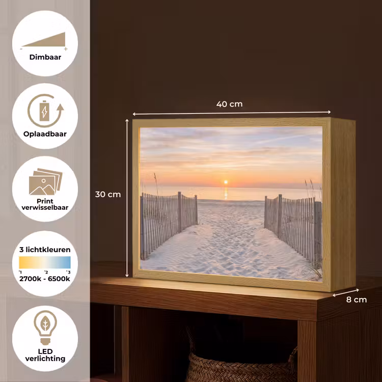 Lightbox - Wandlamp - Zonsondergang - Strand - Zand — 10