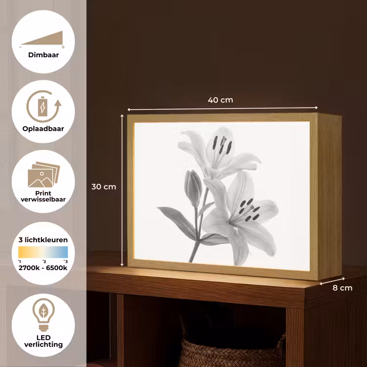 Lightbox - Wandlamp - Lelies - Elegant - Zwart - Wit — 10
