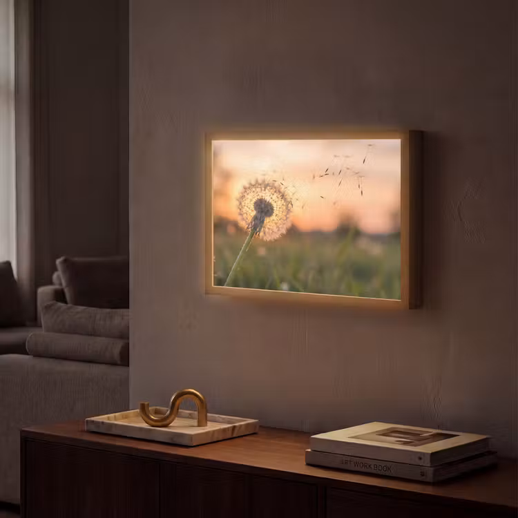Lightbox - Wandlamp - Paardenbloem - Zonsondergang - Veld — 2