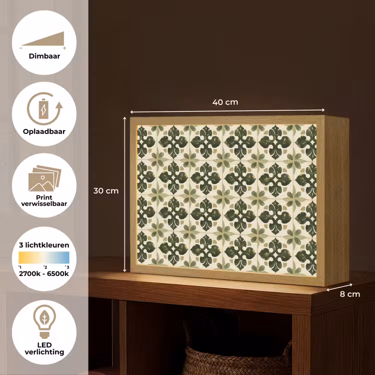 Lightbox - Wandlamp - Patroon - Tegel - Groen — 10