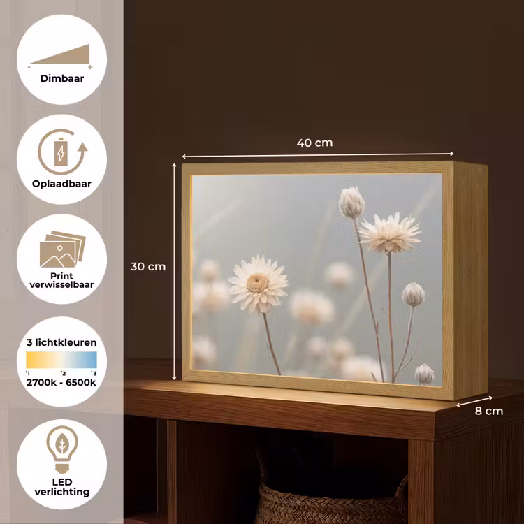 Lightbox - Wandlamp - Strobloemen - Wit - Daglicht — 10