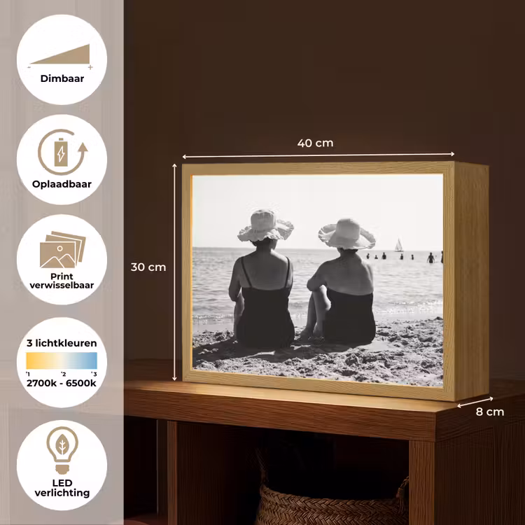 Lightbox - Wandlamp - Vrouwen - Zonnehoed - Strand - Zwart - Wit — 10
