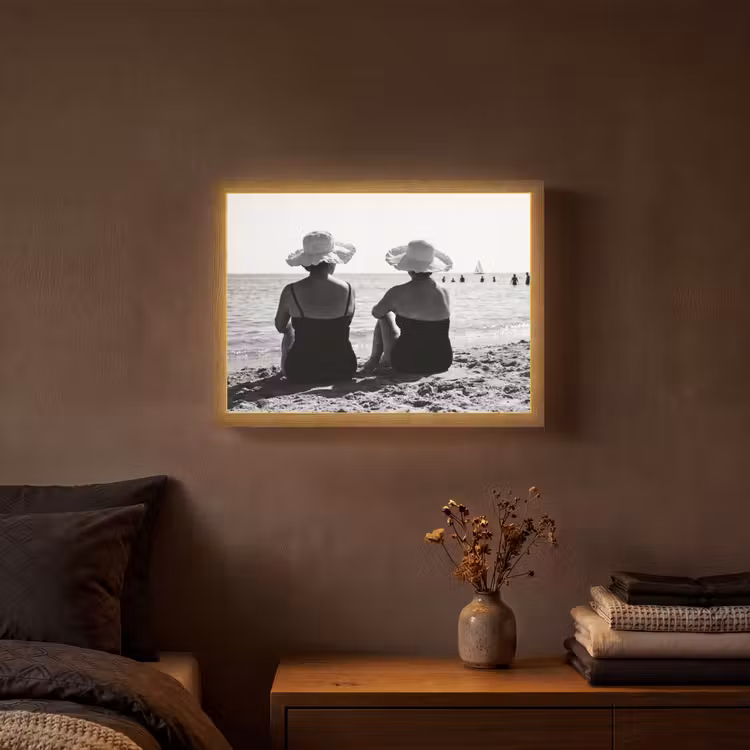 Lightbox - Wandlamp - Vrouwen - Zonnehoed - Strand - Zwart - Wit — 3