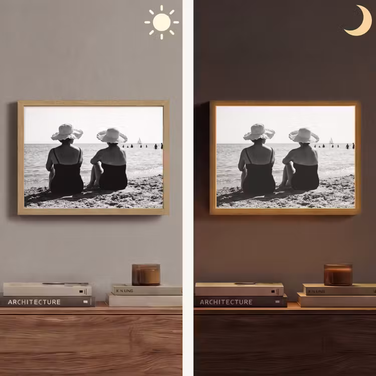 Lightbox - Wandlamp - Vrouwen - Zonnehoed - Strand - Zwart - Wit — 6