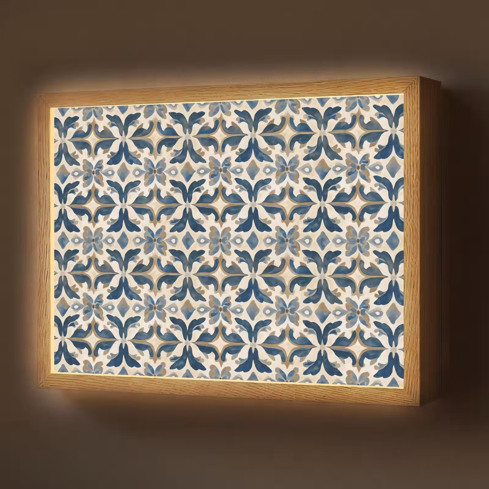 Lightbox - Wandlamp - Tegel - Patroon - Blauw - Beige — 1