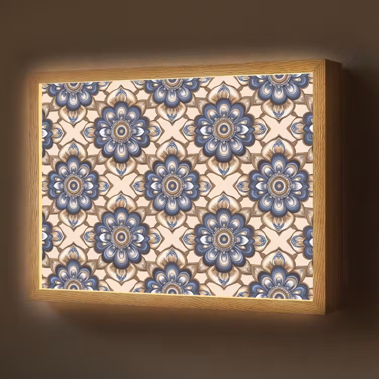 Lightbox - Wandlamp - Floraal - Ornament - Blauw — 1