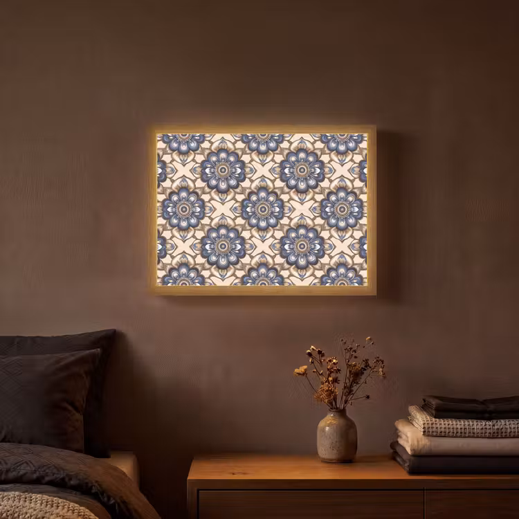 Lightbox - Wandlamp - Floraal - Ornament - Blauw — 3