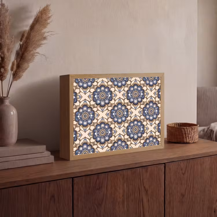 Lightbox - Wandlamp - Floraal - Ornament - Blauw — 4