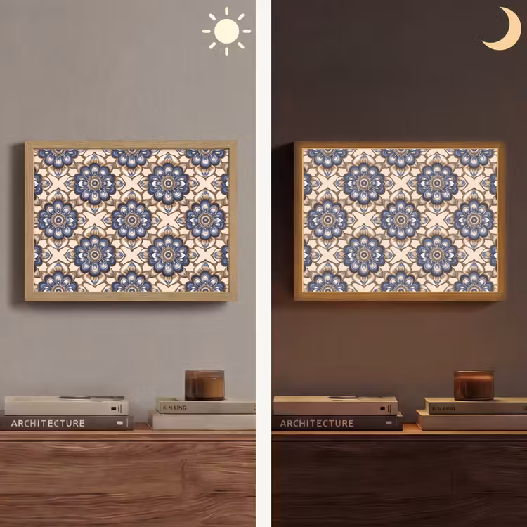 Lightbox - Wandlamp - Floraal - Ornament - Blauw — 6
