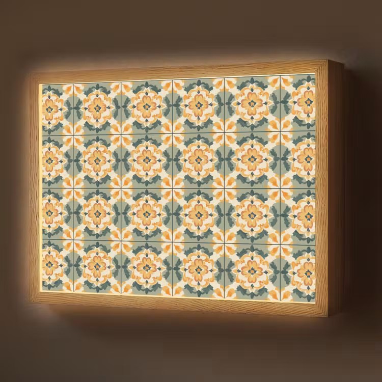 Lightbox - Wandlamp - Keramiek - Verweerd - Kleurrijk — 1