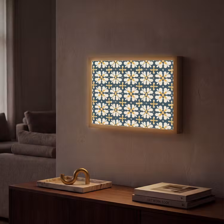 Lightbox - Wandlamp - Motief - Tegel - Okergeel — 2