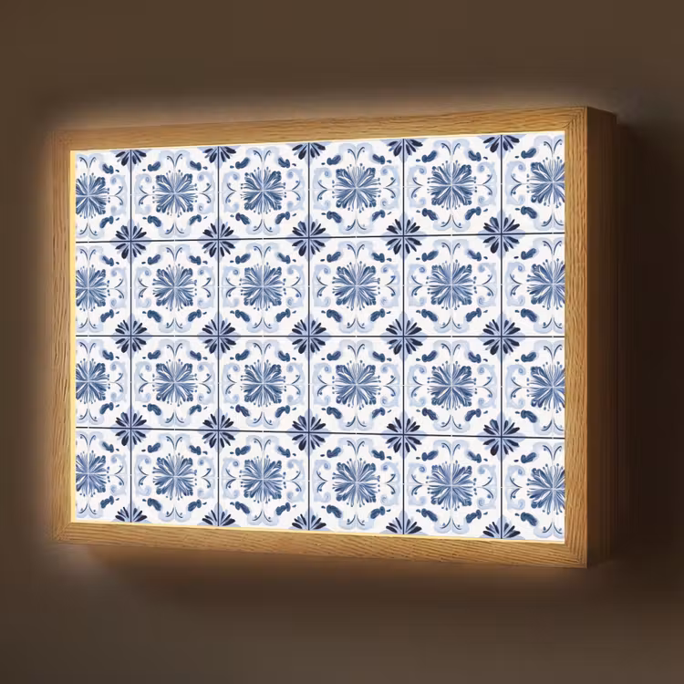 Lightbox - Wandlamp - Patroon - Tegel - Blauw — 1