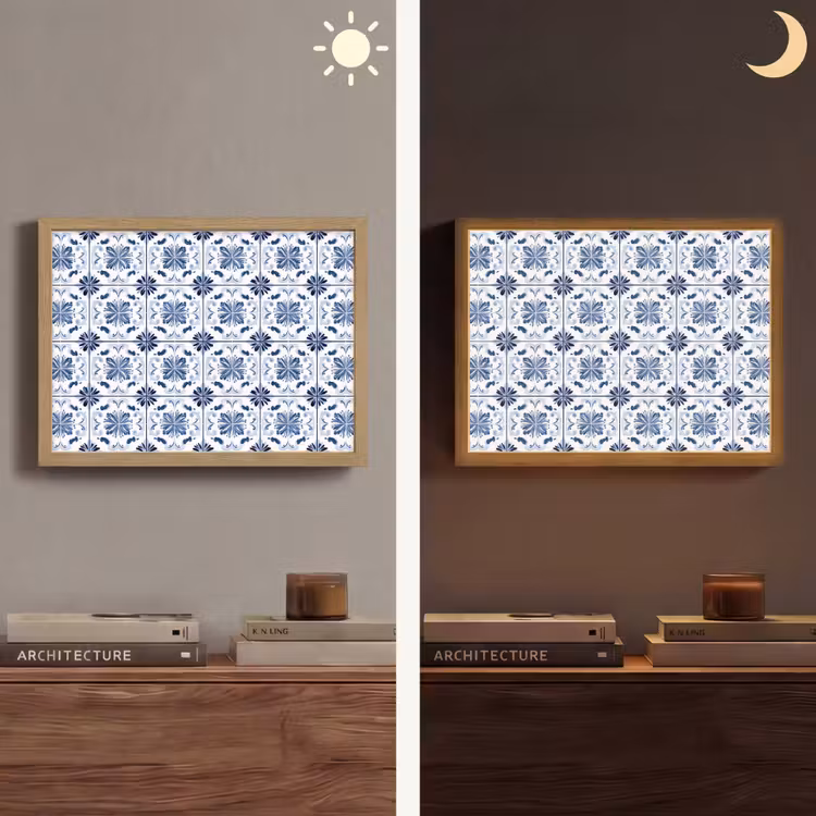 Lightbox - Wandlamp - Patroon - Tegel - Blauw — 6