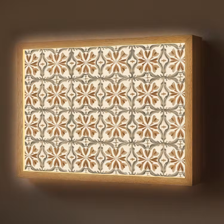Lightbox - Wandlamp - Siertegel - Patroon - Bruin — 1