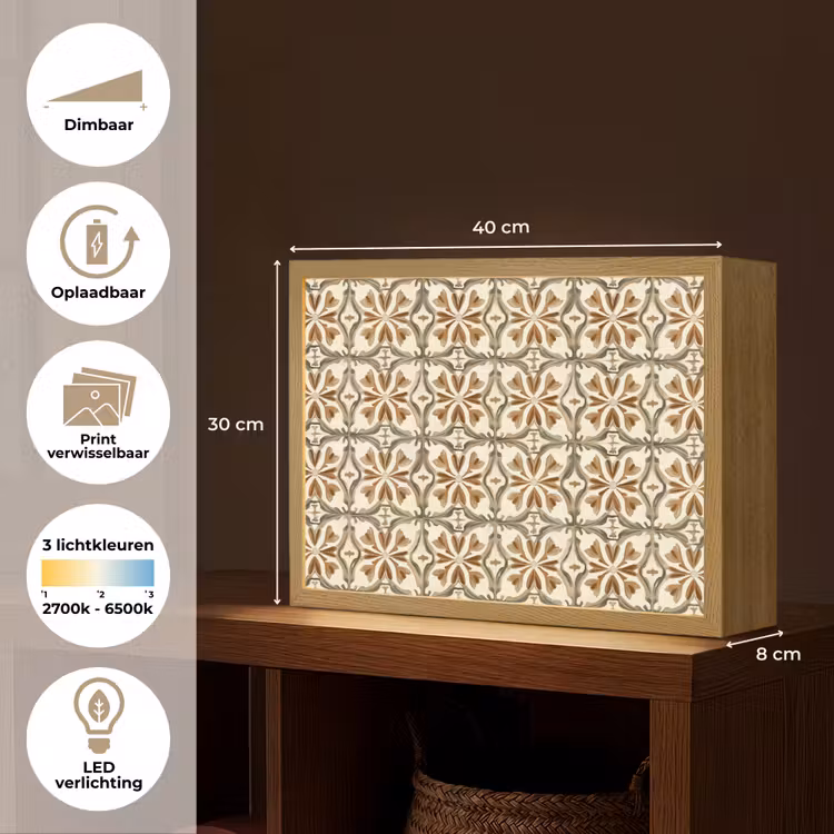 Lightbox - Wandlamp - Siertegel - Patroon - Bruin — 10