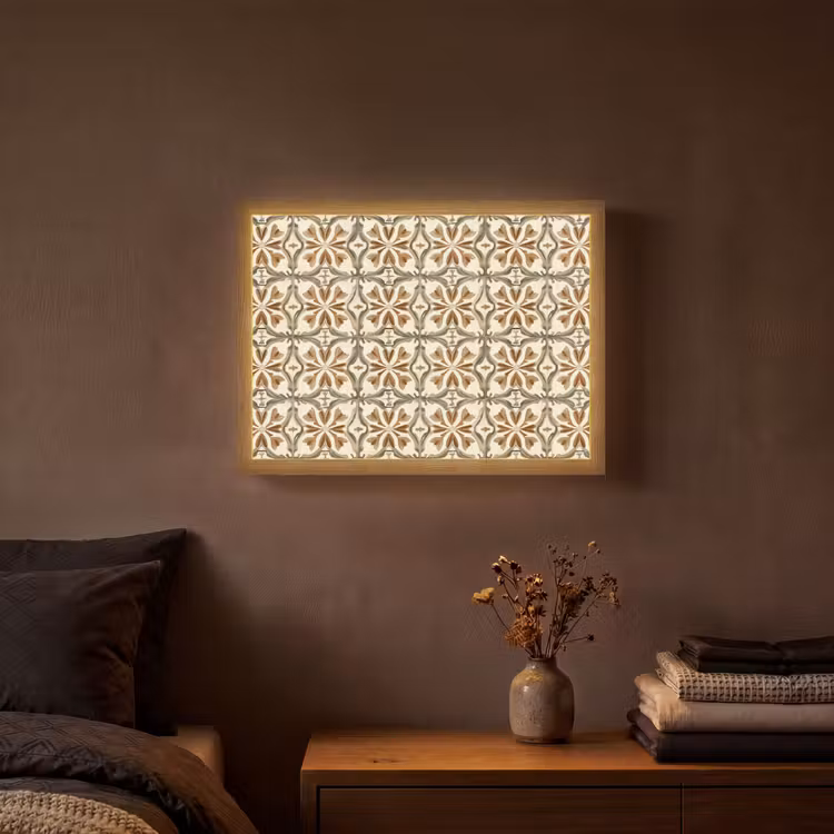 Lightbox - Wandlamp - Siertegel - Patroon - Bruin — 3