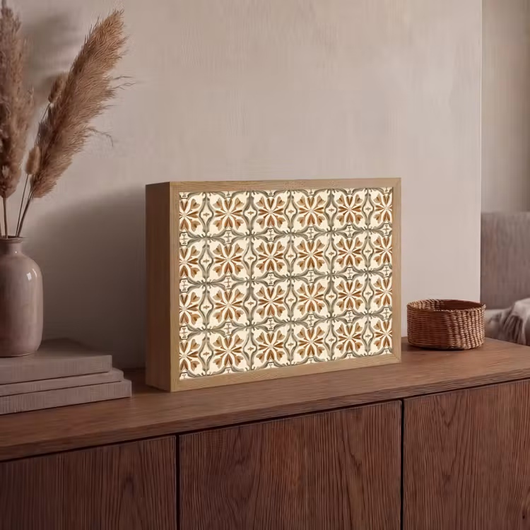 Lightbox - Wandlamp - Siertegel - Patroon - Bruin — 4
