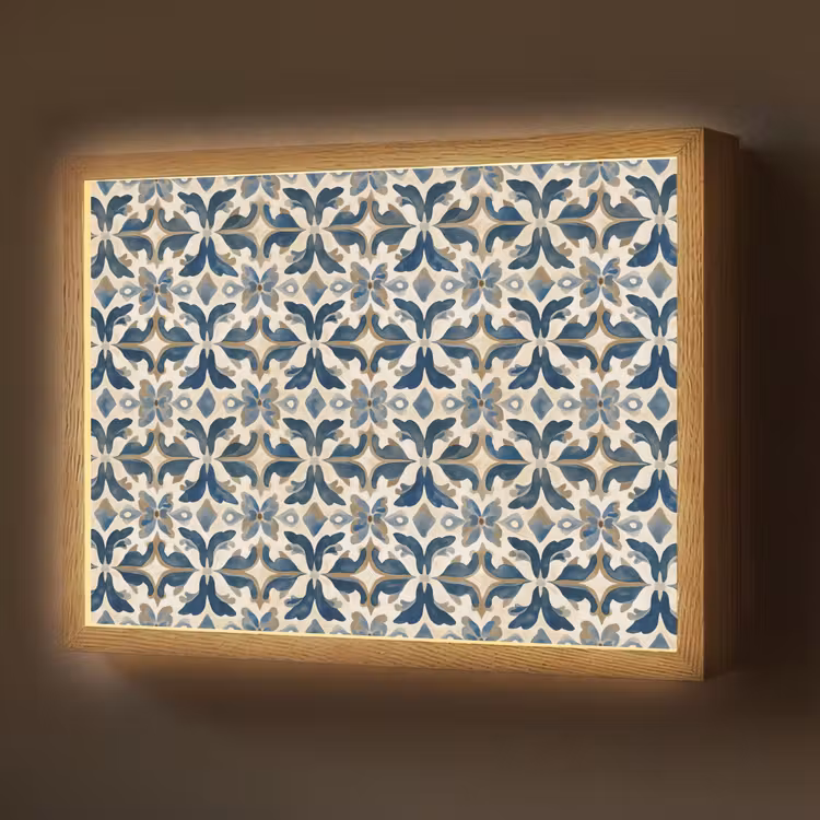 Lightbox - Wandlamp - Tegel - Patroon - Blauw - Beige — 1