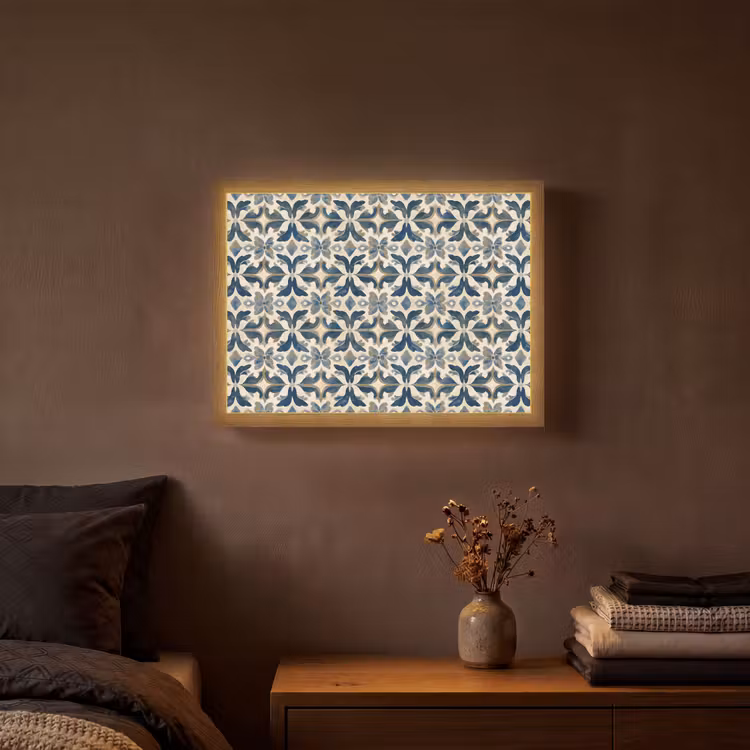 Lightbox - Wandlamp - Tegel - Patroon - Blauw - Beige — 3