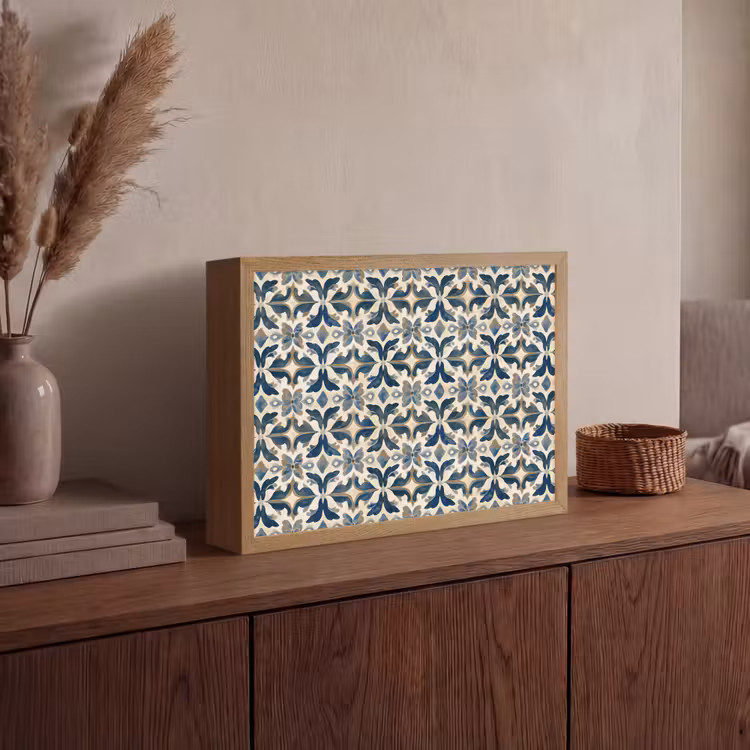 Lightbox - Wandlamp - Tegel - Patroon - Blauw - Beige — 4