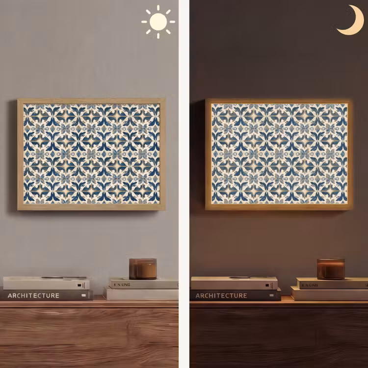 Lightbox - Wandlamp - Tegel - Patroon - Blauw - Beige — 6