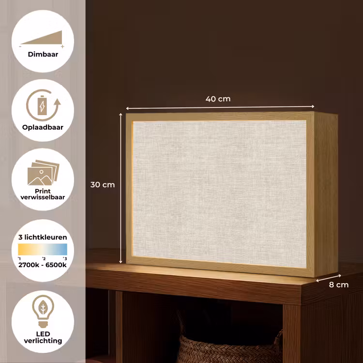 Lightbox - Wandlamp - Linnen - Textuur - Beige — 10