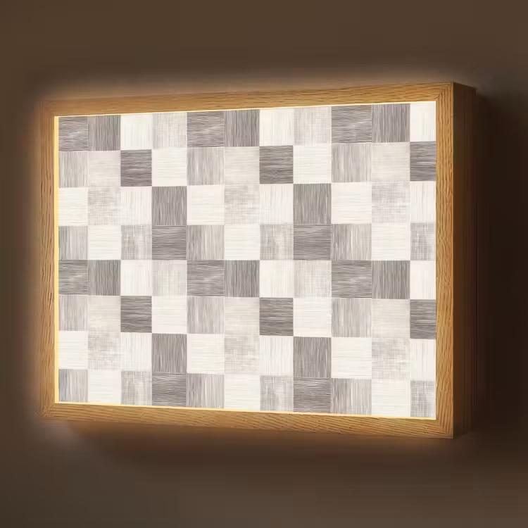 Lightbox - Wandlamp - Patroon - Dambord - Houtnerf — 1