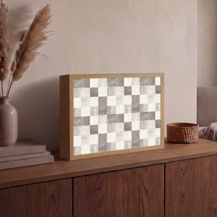 Lightbox - Wandlamp - Patroon - Dambord - Houtnerf — 4