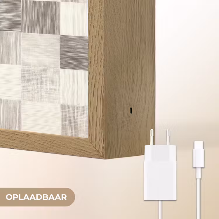 Lightbox - Wandlamp - Patroon - Dambord - Houtnerf — 7