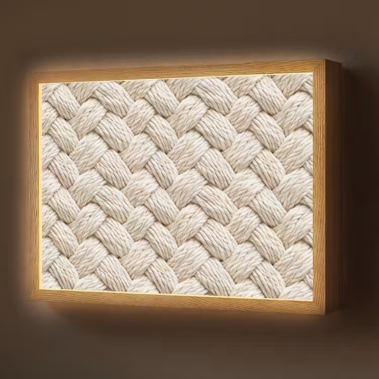 Lightbox - Wandlamp - Touw - Gebreid - Beige — 1