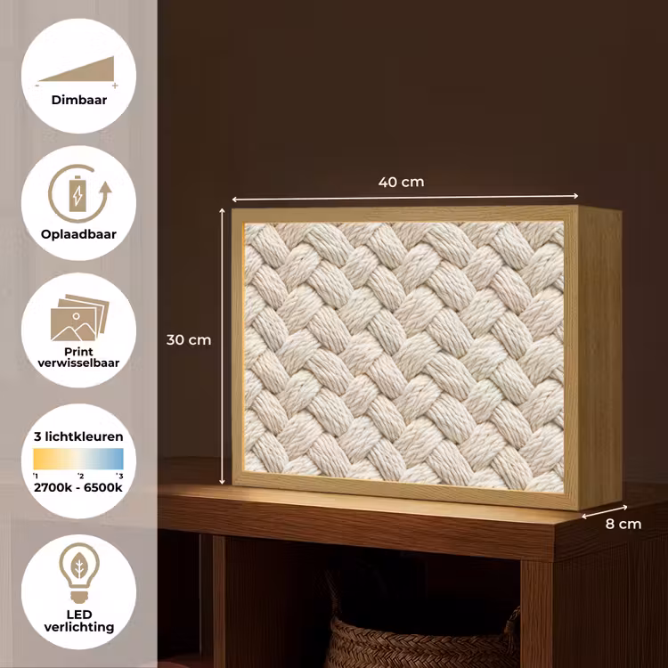 Lightbox - Wandlamp - Touw - Gebreid - Beige — 10