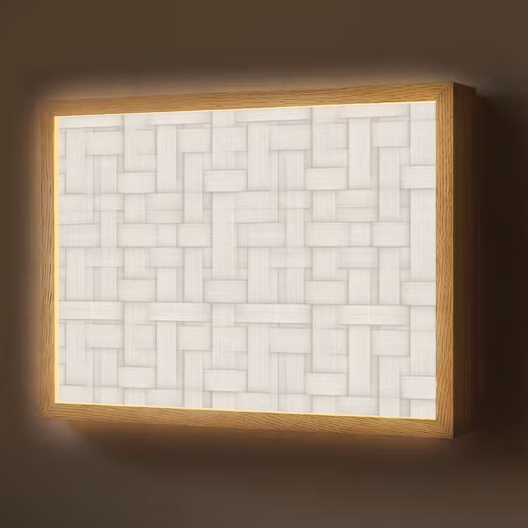 Lightbox - Wandlamp - Vlechtwerk - Banen - Beige — 1