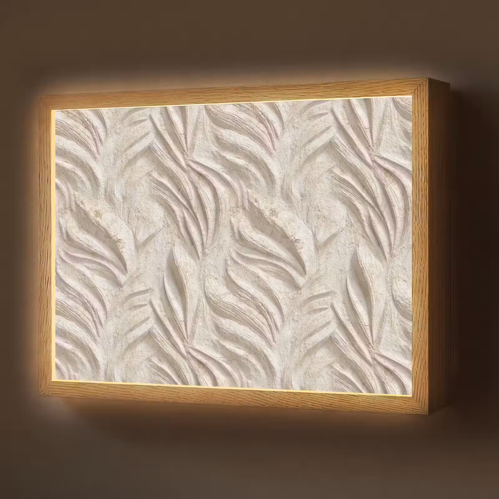 Lightbox - Wandlamp - Textuur - Reliëf - Beige — 1