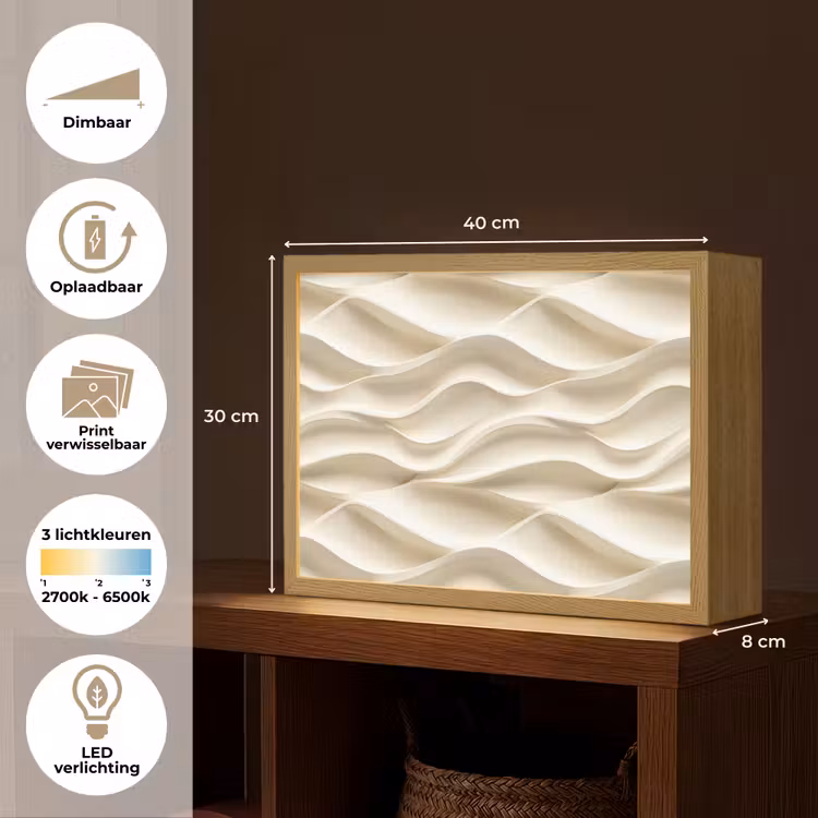 Lightbox - Wandlamp - Lijnen - Golvend - Crème — 10