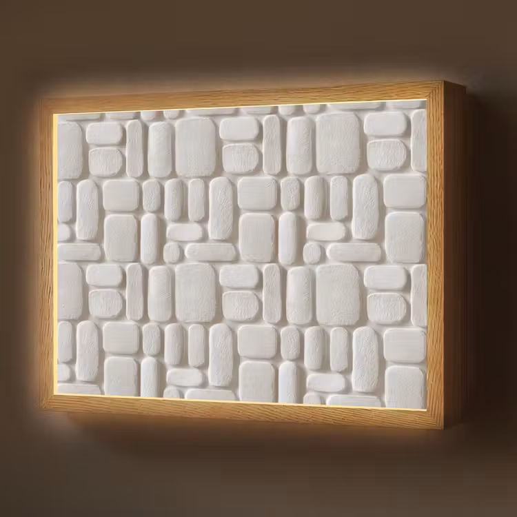 Lightbox - Wandlamp - Reliëf - Structuur - Wit — 1