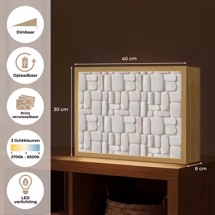 Lightbox - Wandlamp - Reliëf - Structuur - Wit — 10