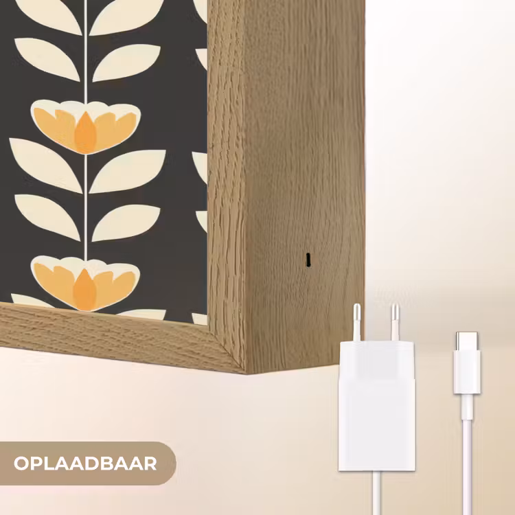Lightbox - Wandlamp - Retro - Bloem - Zwart - Okergeel — 7