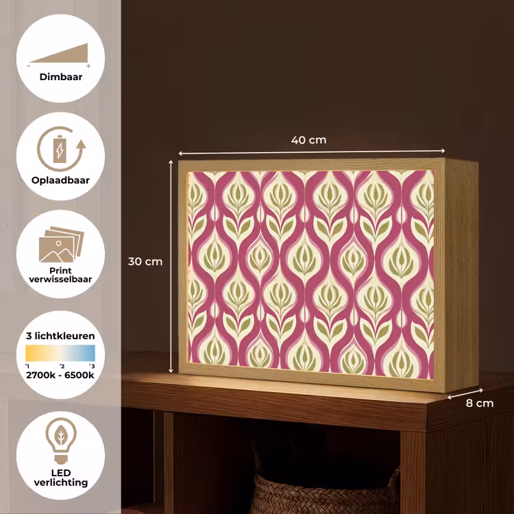 Lightbox - Wandlamp - Retro - Floraal - Paars — 10
