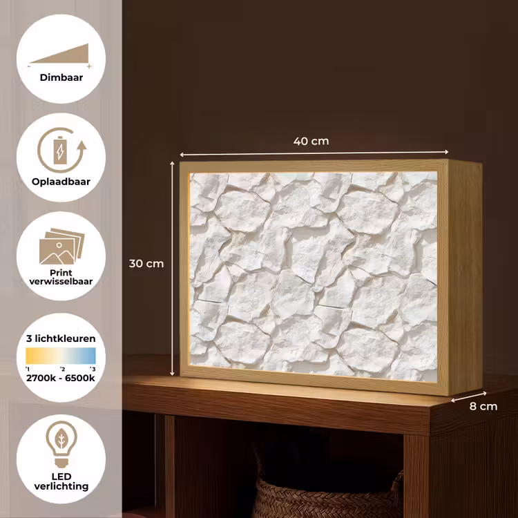 Lightbox - Wandlamp - Structuur - Rots - Wit — 10