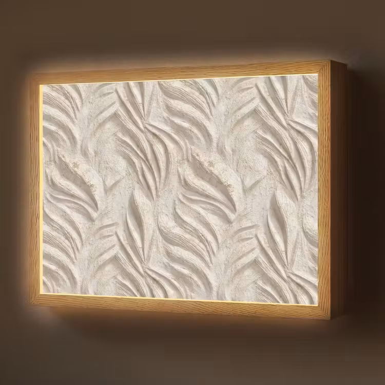 Lightbox - Wandlamp - Textuur - Reliëf - Beige — 1
