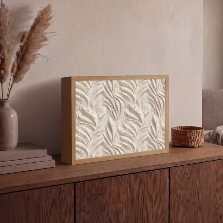 Lightbox - Wandlamp - Textuur - Reliëf - Beige — 4